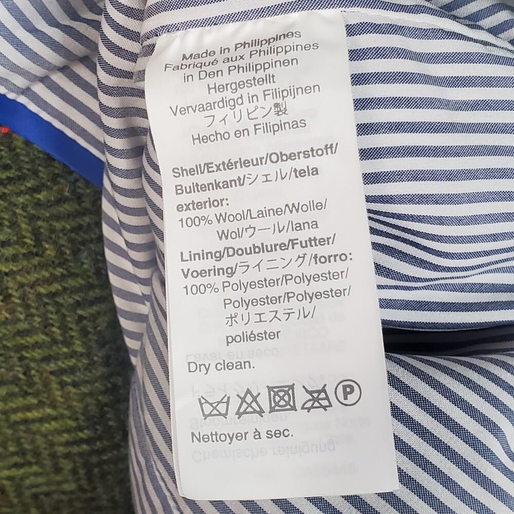 J Crew Bristol Double Breasted Blazer Herringbone English Wool Green Gold Size 6 - Picture 9 of 10